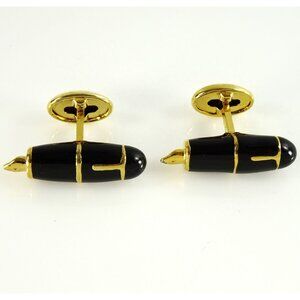 Black Fountain Pen Figural Cufflinks Novelty Writer's Gift!
